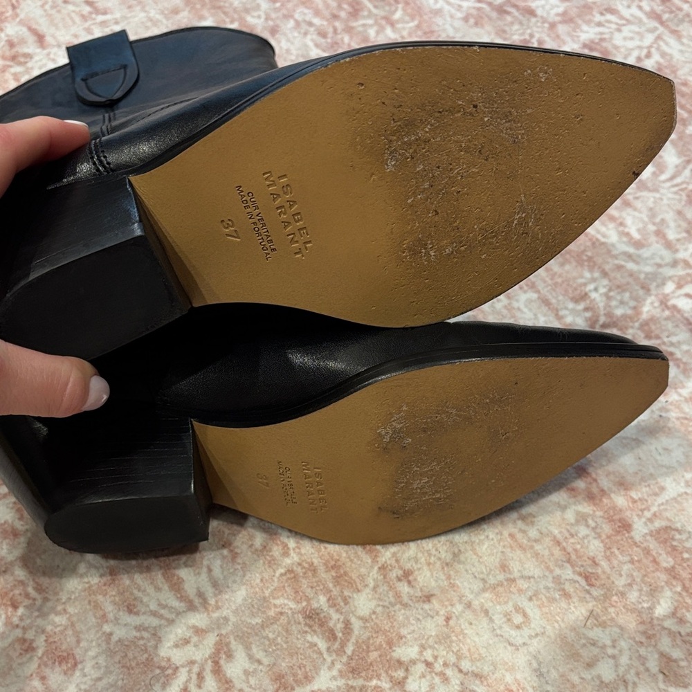 Isabel Marant Black Leather Duerto Cowboy Boots 37 - Picture 3 of 6